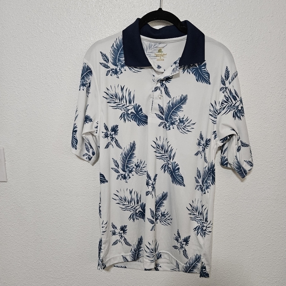MENS Diamond Head Wear aloha print polo style shirt size small